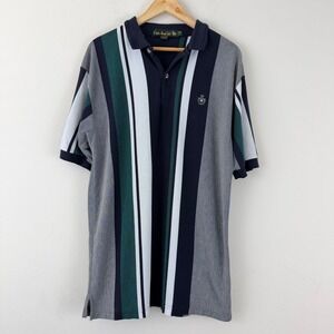 VTG 90's Knights of the Round Table Large Tall Vertical Stripe Polo Multicolor